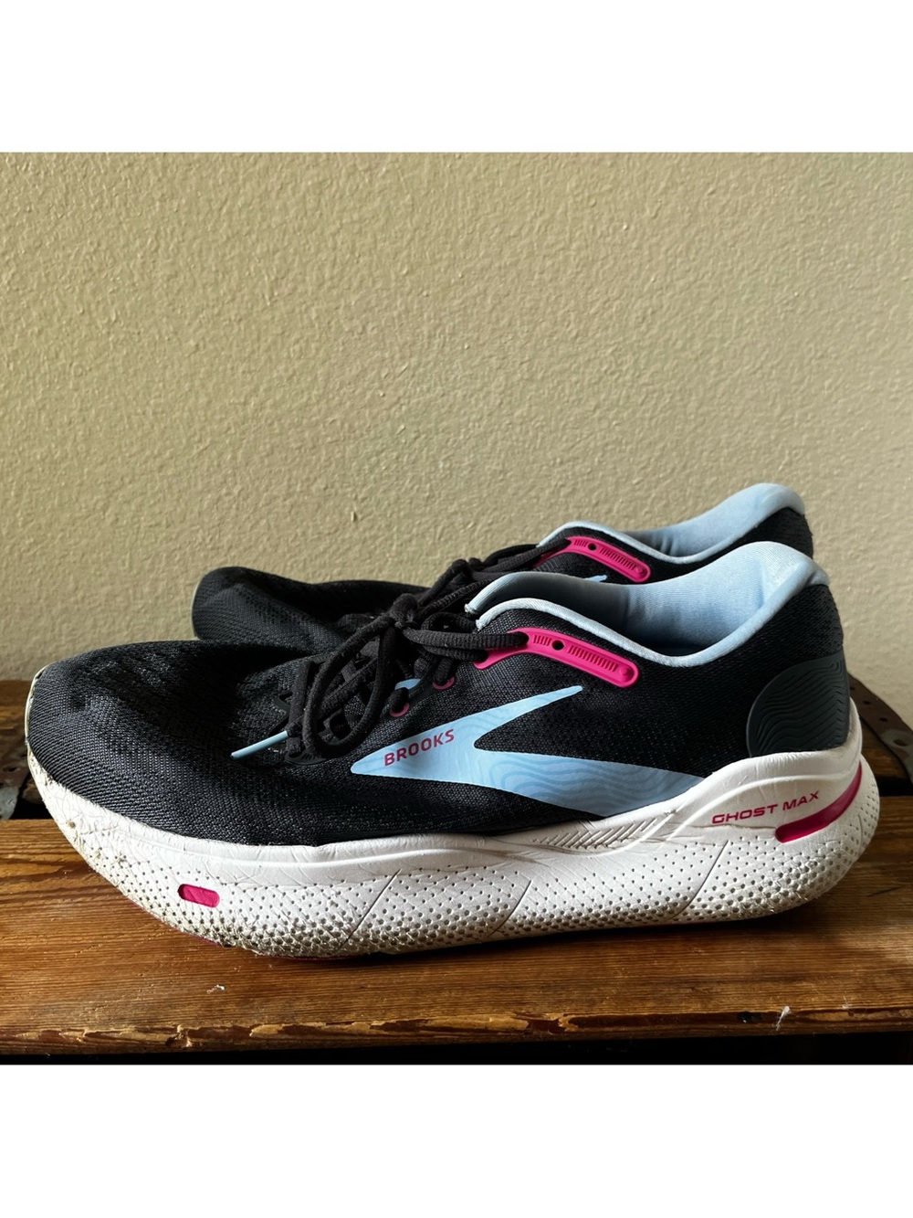 Brooks Women's Ghost Max Running Shoes - Black with Light Blue & Pink Accents